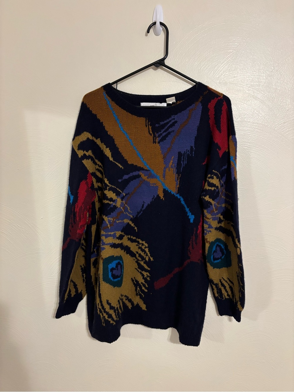 Perry Ellis Vintage 100% Cashmere Abstract Sweater L